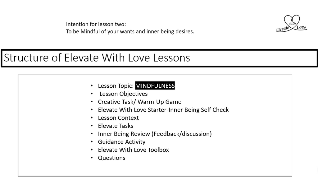 Inner Works Lessons- Mindfulness 3 Part Spiral Model